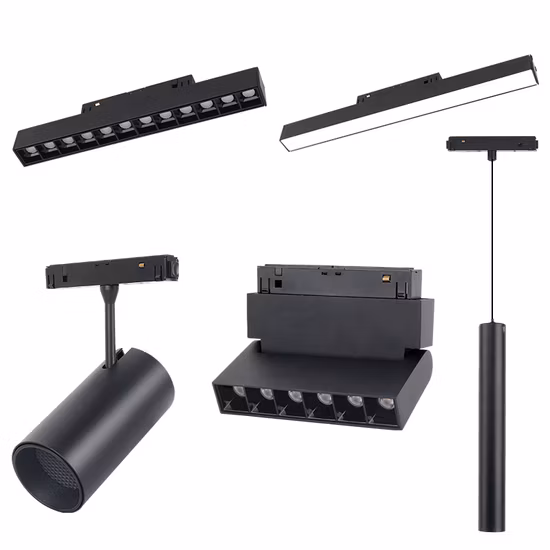 Adjustable Beam Angle Changeable Recessed 12W COB Spotlights 48V Linear Magnetic Track Light System